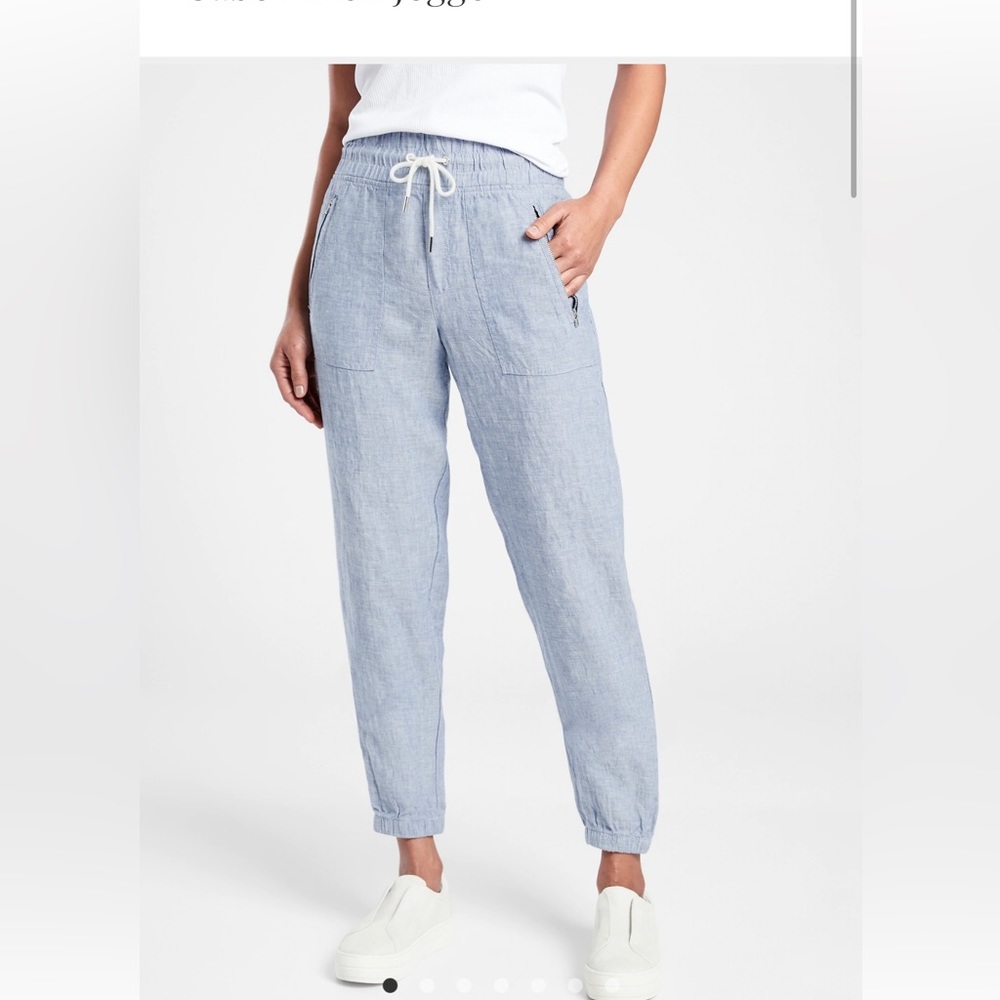 Athleta Cabo linen jogger size 8 in chambray blue